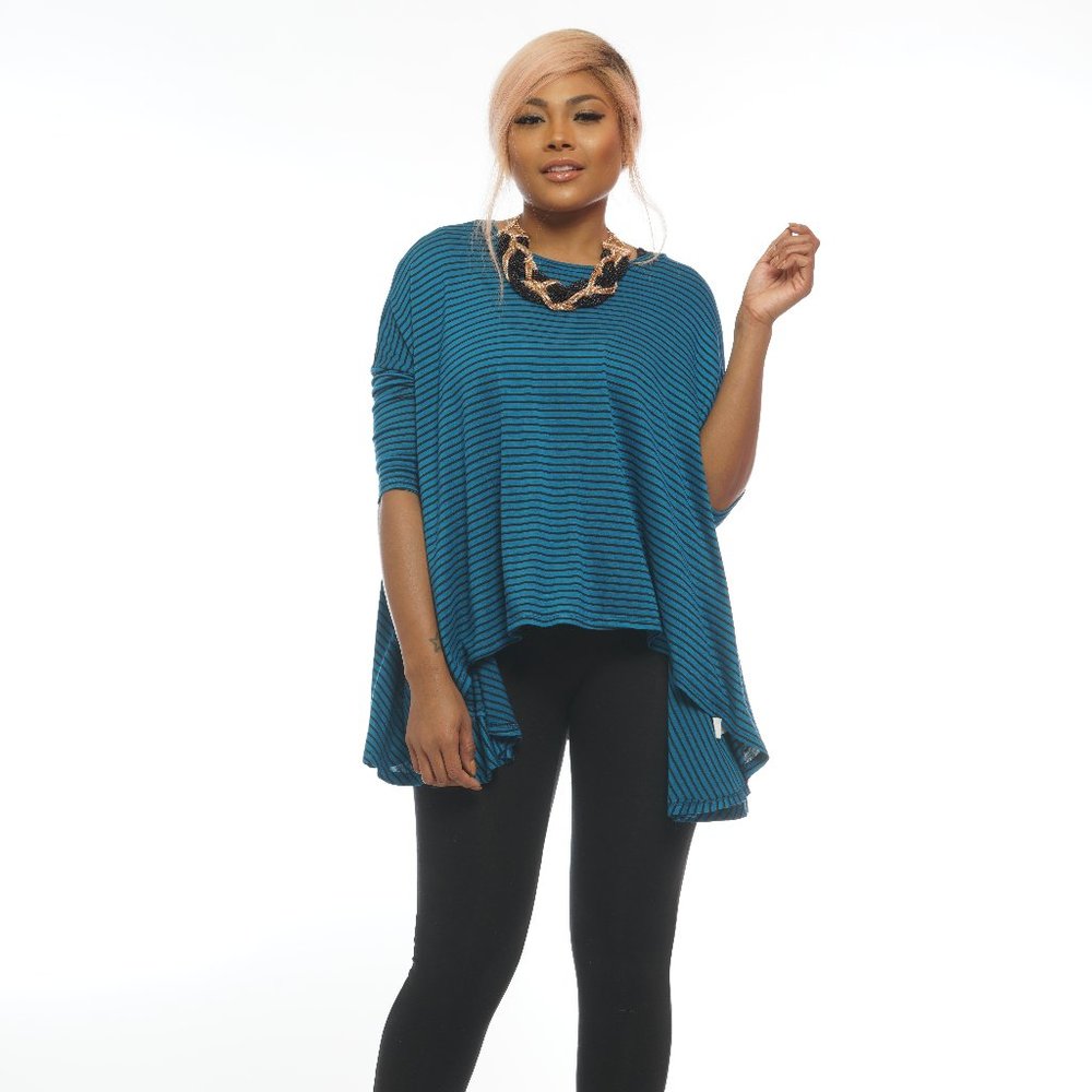 NWT Love In High Low 3/4 Sleeve Stripe Top